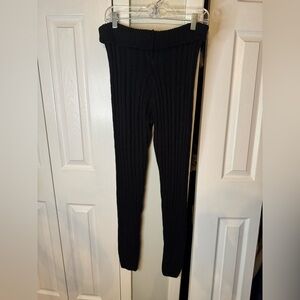 Black Ribbed Knit Pants